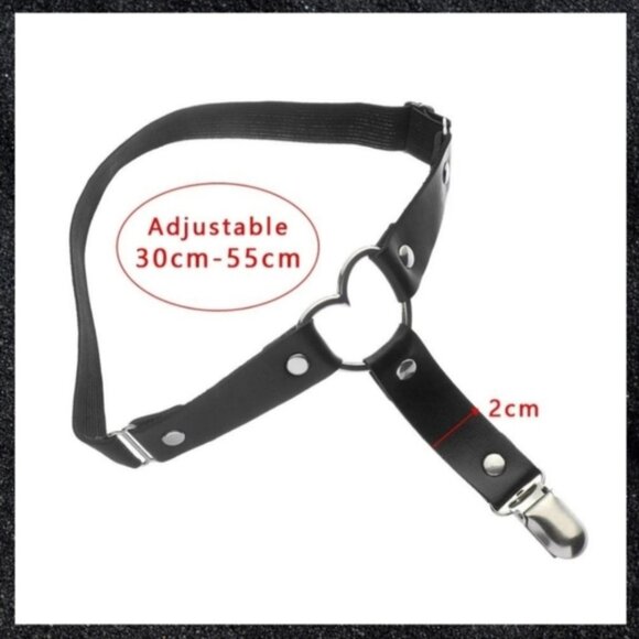 Dark Blue Studded Open Heart Leather Thigh Garter Harness Pair Set - Picture 8 of 14